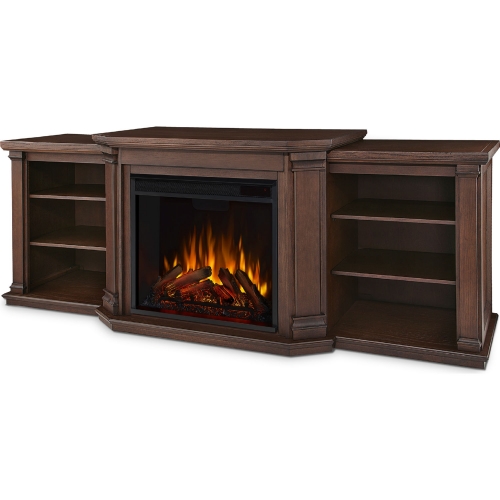 Valmont 74" TV Stand w/ Electric Fireplace in Chestnut Oak