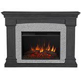 Deland Grand Electric Fireplace in Gray & Gray Faux Stone