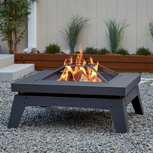 Breton Wood Burning Fire Pit in Gray Steel