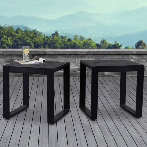 Baltic Outdoor Side Table in Black Aluminum (Set of 2)