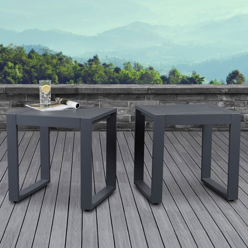 Baltic Outdoor Side Table in Gray Aluminum (Set of 2)