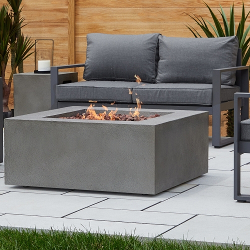 Baltic Outdoor 37" Square Propane Fire Table in Glacier Gray