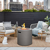 Aegean 24" Round Propane Fire Pit Table w/ Hidden Tank in Mist Gray Steel