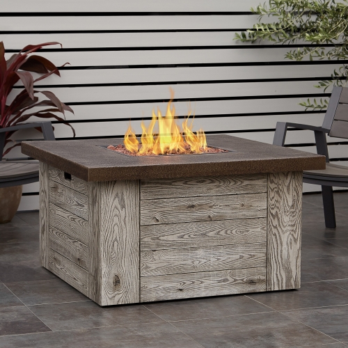 Forest Ridge Liquid Propane Fire Table with Conversion Kit in Weathered Gray