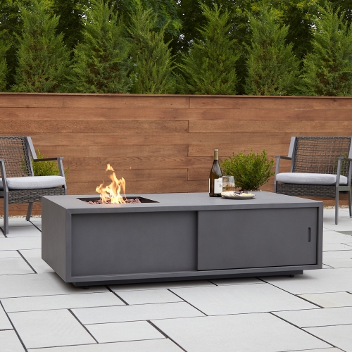 Vance Outdoor Propane Fire Table in Weathered Slate Gray Steel