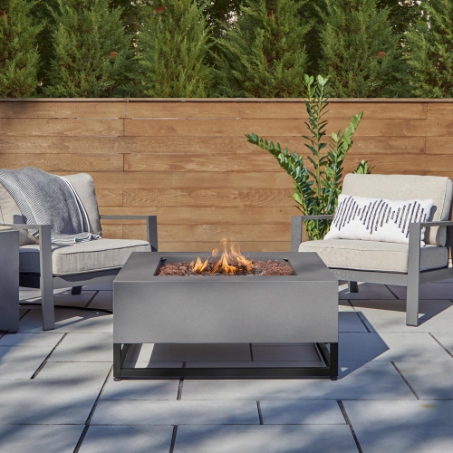 Blake Square Propane Fire Table w/ Natural Gas Kit in Weathered Slate Steel