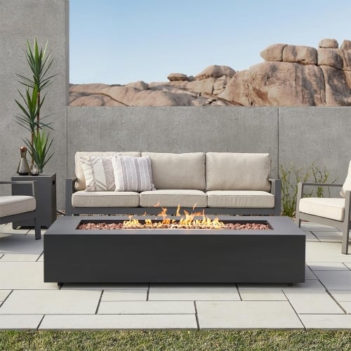 Aegean 70" Propane Gas Fire Table w/ Natural Gas Kit in Black