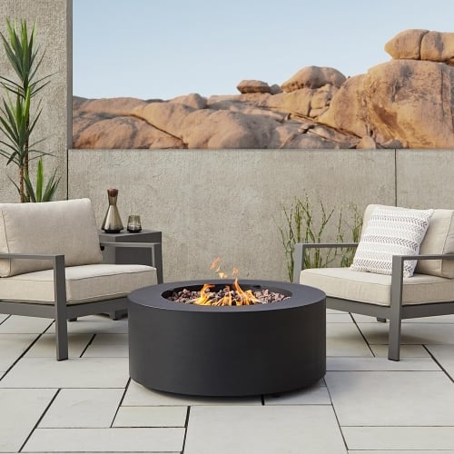 Aegean Round Propane Fire Table w/ Natural Gas Kit in Black