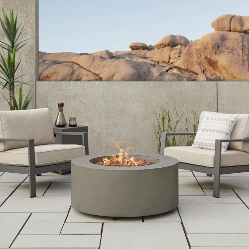 Aegean Round Propane Fire Table w/ Natural Gas Kit in Mist Gray