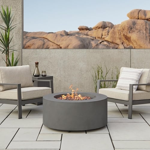 Aegean Round Propane Fire Table w/ Natural Gas Kit in Weathered Slate