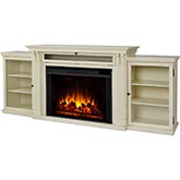 Tracey Grand 83" TV Stand w/ Electric Fireplace in Distressed White