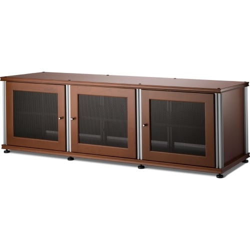 Synergy 237 Triple Width 65" AV Cabinet TV Stand in Cherry, Mesh Doors & Aluminum Frame