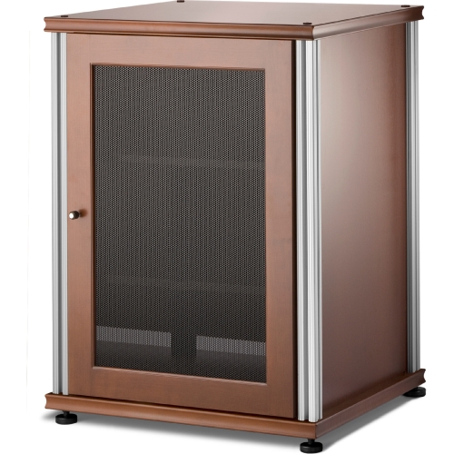 Synergy 30" Tall AV Cabinet Audio Rack in Cherry, Mesh Doors & Aluminum Frame