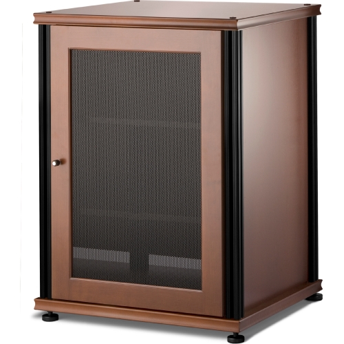 Synergy 30" Tall AV Cabinet Audio Rack in Cherry, Mesh Doors & Black Frame