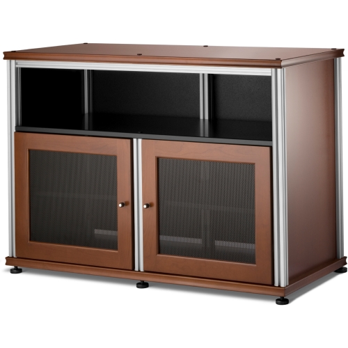 Synergy 329 Double Width 44" AV Cabinet TV Stand in Cherry, Mesh Doors & Aluminum Frame