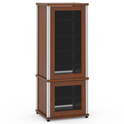 Synergy 603 60" Tall AV Cabinet Audio Rack in Cherry, Mesh Doors & Aluminum Frame