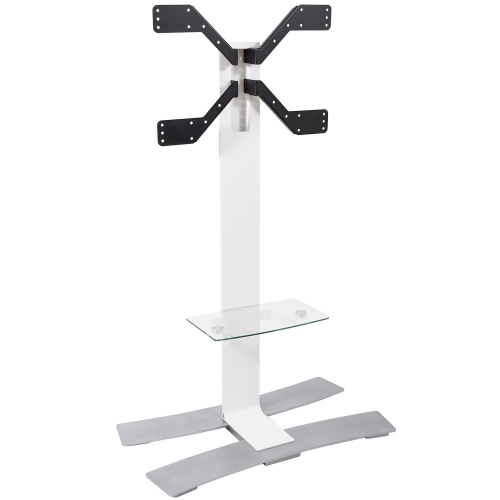 Acadia XL Mobile TV Stand w/ Tempered Glass Shelf in White