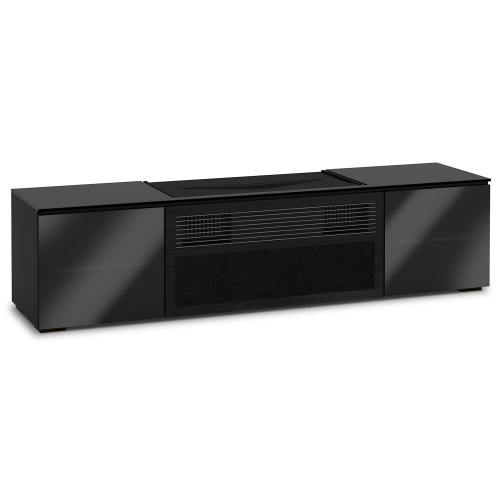 Oslo 85" Credenza in Black Oak w/ Smoked Black Glass Doors & Top for Sony VPL-VZ1000ES Projector