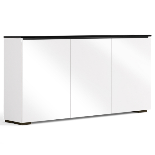 Miami 337 64" Low Profile Wall Cabinet TV Stand in Gloss Warm White w/ Black Top