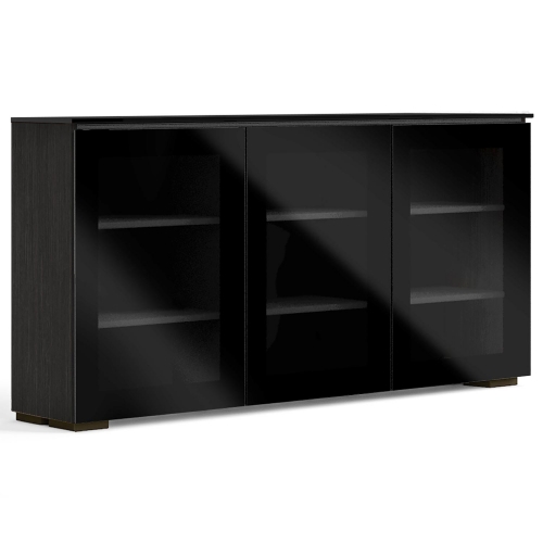 Oslo 337 64" Low Profile Wall Cabinet TV Stand in Wenge & Black w/ Black Top