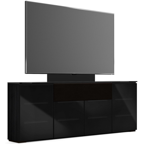 Oslo 345M 88" Low Profile Wall Cabinet TV Stand with Mount in Wenge & Black with Black Top