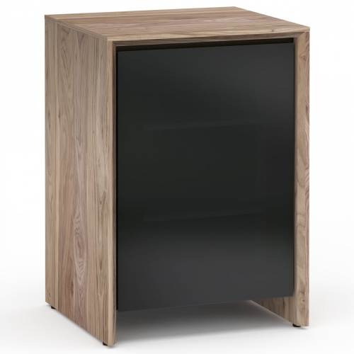 Barcelona 317 AV Cabinet in Natural Walnut w/ Black Glass Door