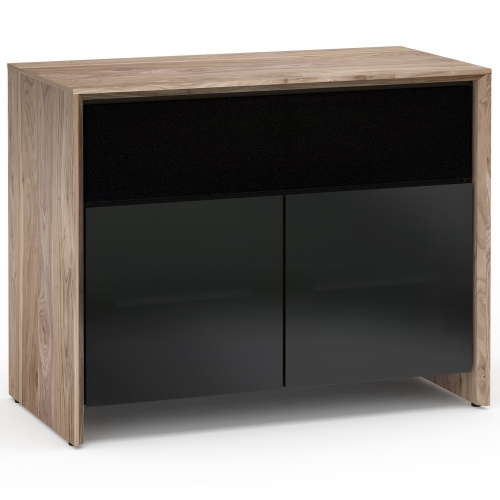 Barcelona 329 45" TV Stand AV Cabinet in Natural Walnut w/ Black Glass Doors