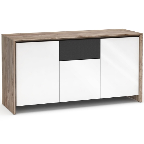 Barcelona 336 65" TV Stand AV Cabinet in Natural Walnut w/ Gloss White Doors