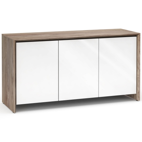 Barcelona 337 65" TV Stand AV Cabinet in Natural Walnut w/ Gloss White Doors