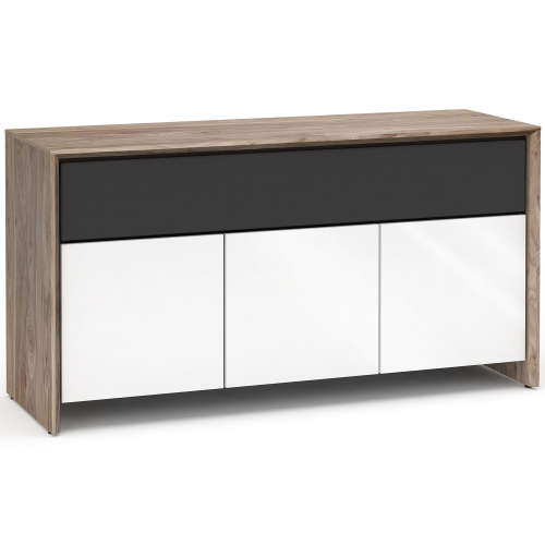 Barcelona 339 65" TV Stand AV Cabinet in Natural Walnut w/ Gloss White Doors