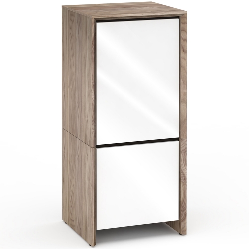 Barcelona 517 AV Cabinet in Natural Walnut w/ Gloss White Doors