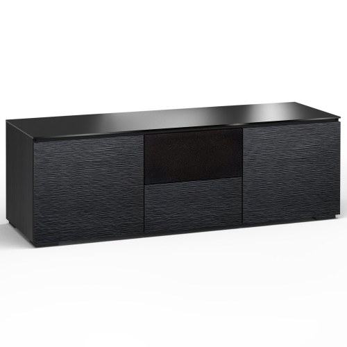 Chicago 236 65" TV Stand AV Cabinet in Textured Black w/ Black Glass