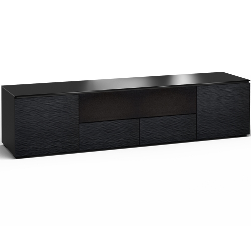 Chicago 245 85" TV Stand AV Cabinet in Textured Black w/ Black Glass