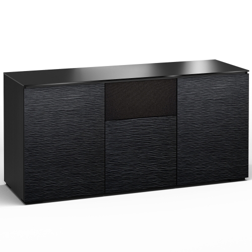 Chicago 336 65" TV Stand AV Cabinet in Textured Black with Black Glass