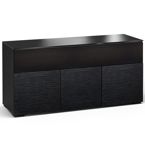 Chicago 339 65" TV Stand AV Cabinet in Textured Black with Black Glass