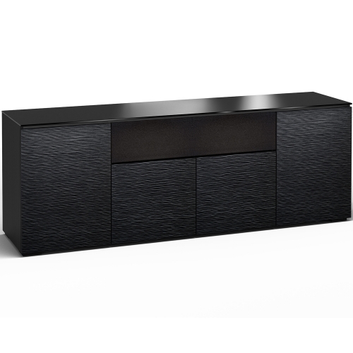 Chicago 345 85" TV Stand AV Cabinet in Textured Black w/ Black Glass