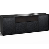 Chicago 345 85" TV Stand AV Cabinet in Textured Black w/ Black Glass