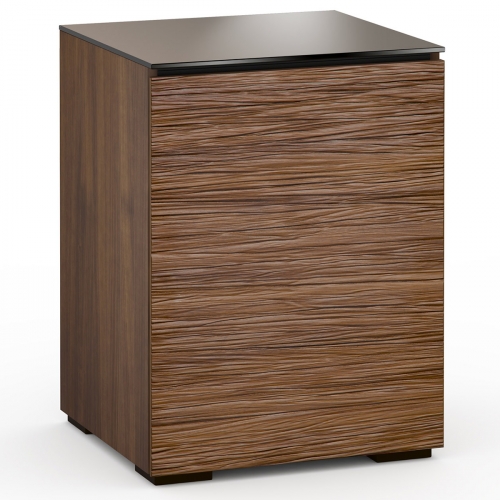 Denver 317 AV Cabinet in Textured Walnut w/ Brown Glass Top