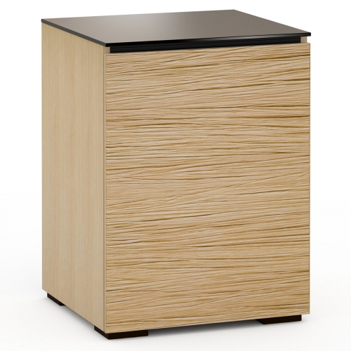 Denver 317 AV Cabinet in Textured Natural Oak w/ Brown Glass Top