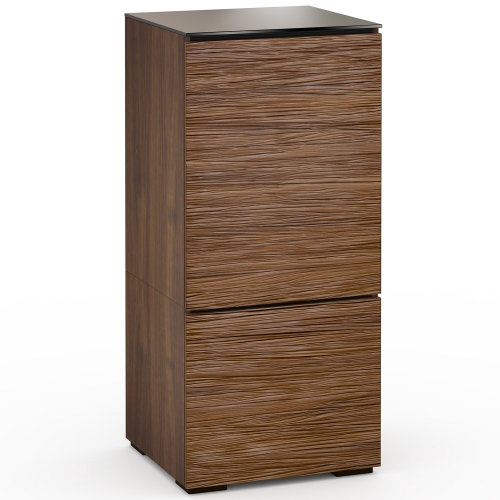 Denver 517 AV Cabinet in Textured Walnut w/ Brown Glass Top