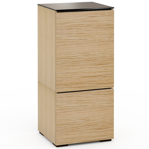 Denver 517 AV Cabinet in Textured Natural Oak w/ Brown Glass Top