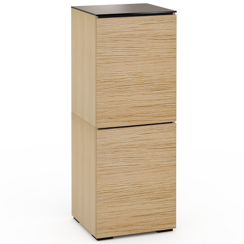 Denver 617 AV Cabinet in Textured Natural Oak w/ Brown Glass Top