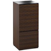 Zurich 517 AV Cabinet in Linear Texture Brown w/ Black Glass Top