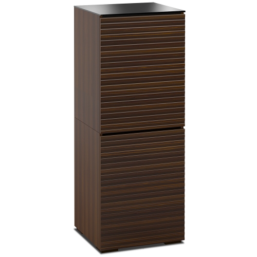 Zurich 617 AV Cabinet in Linear Texture Brown w/ Black Glass Top