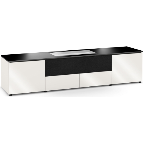 Miami 245 85" Credenza Cabinet in Gloss Warm White for LG 4K UHD Cinebeam Projector