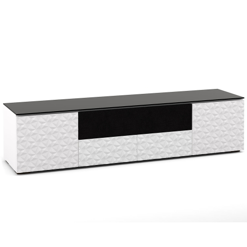 Milan 245 85" TV Stand AV Cabinet in White w/ 3D Geometric Pattern Doors