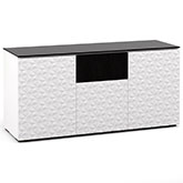 Milan 336 64" TV Stand AV Cabinet in White with 3D Geometric Pattern Doors