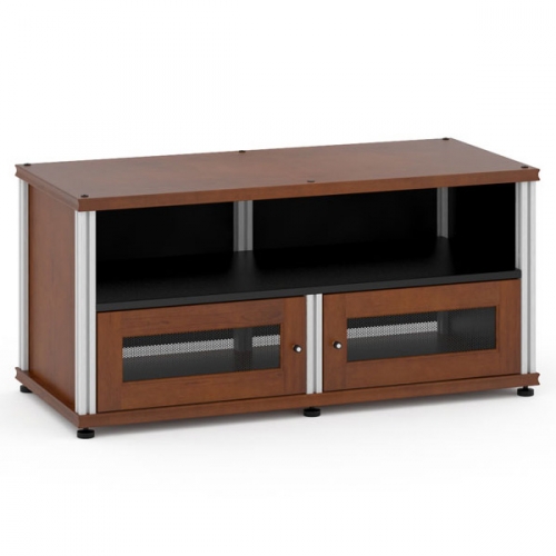 Synergy 229 Double Width 44" AV Cabinet TV Stand in Cherry, Mesh Doors & Aluminum Frame