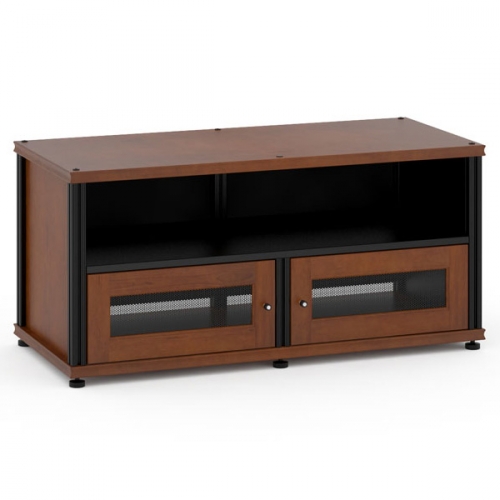 Synergy 229 Double Width 44" AV Cabinet TV Stand in Cherry, Mesh Doors & Black Frame