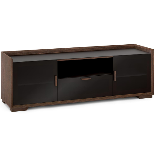 AV Basics SDAV2 7224 72" TV Stand in Wenge Espresso w/ Black Glass Doors